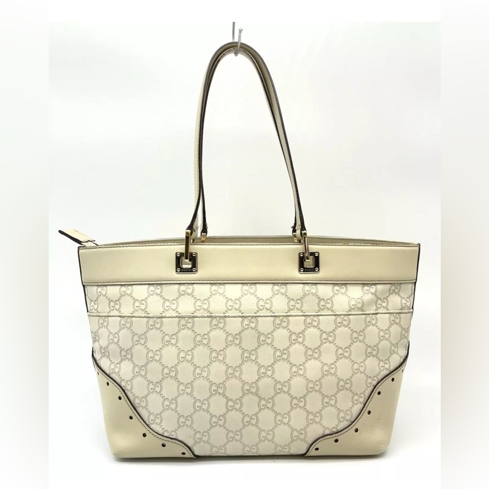 Authentic GUCCI Guccissima Leather Horsebit Off White Shoulder Bag - Picture 3 of 17
